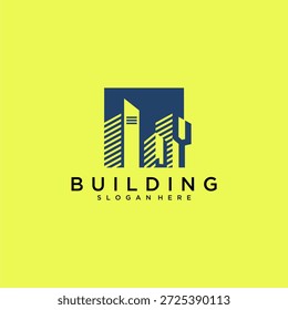 Logotipo inicial del edificio de la letra de JY para las propiedades inmobiliarias con diseño cuadrado