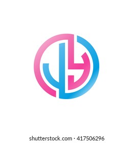 JY initial letters looping linked circle logo blue pink