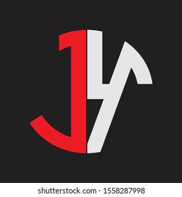 JY Initial Logo design Monogram Isolated on black background