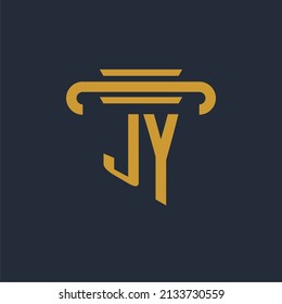 Monograma inicial del logotipo JY con diseño de icono de pilar imagen vectorial