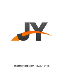 JY initial overlapping swoosh letter logo black orange