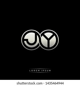 JY J Y initial letter linked circle capital monogram logo modern template silver color edition