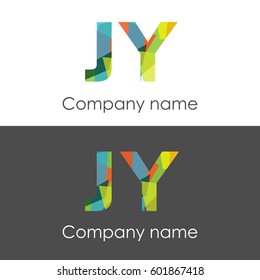 JY letter abstract mosaic shape icon colorful