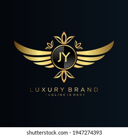 JY Letter Initial with Royal Template.elegant with crown logo vector, Creative Lettering Logo Vector Illustration.