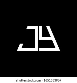 Monograma abstracto del logotipo de JY aislado en fondo negro