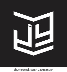 JY Logo Emblem Monogram With Shield Style Design Template Isolated On Black Background