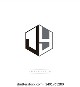 JY Logo Initial Monogram Negative Space Design Template With Black and Grey color