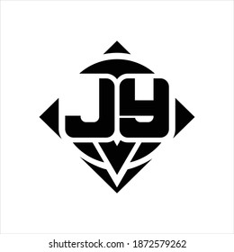 JY Logo monogram with circle shape and square rotate rounded design template on white background