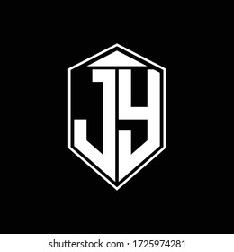monograma de logotipo jy con combinación de forma emblema tringle en la plantilla de diseño superior