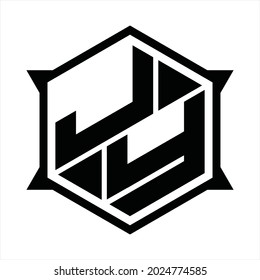 JY Logo monogram with hexagon and sharp shape design template