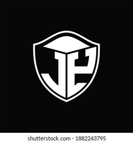 JY Logo monogram shield shape with outline rounded design template on black background