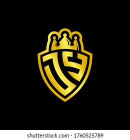 JY monogram logo with shield and crown style design template isolated on black background