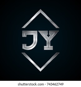 JY Monogram, Metal Logo, Silver Logo