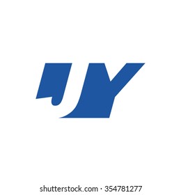 JY negative space letter logo blue