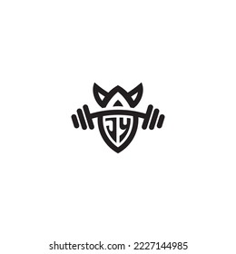 JY simple line fitness gym concept in high quality professional design that will print well across any print media