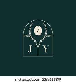 JY Einzigartige und einfache Logo-Design-Kombination aus Buchstaben und Kaffeebohne