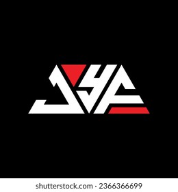 JYF triangle letter logo design with triangle shape. JYF triangle logo design monogram. JYF triangle vector logo template with red color. JYF triangular logo Simple, Elegant, and Luxurious design.