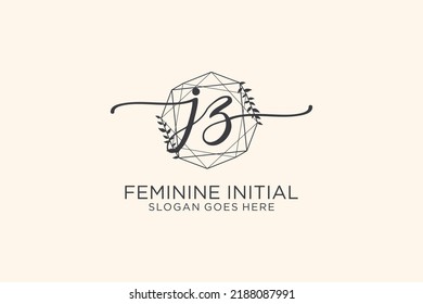 JZ beauty monogram and elegant logo design handwriting logo of initial signature, wedding, fashion, floral and botanical with creative template.