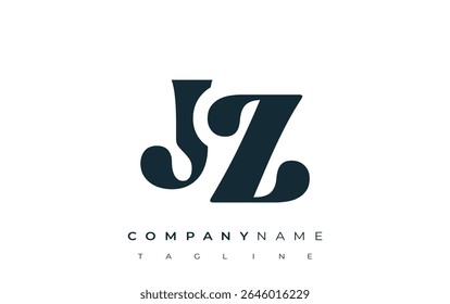 JZ Creative Abstract Typography Logo Design. Elegant logo combining bold typography and creative shapes, ideal for branding and identity solutions.