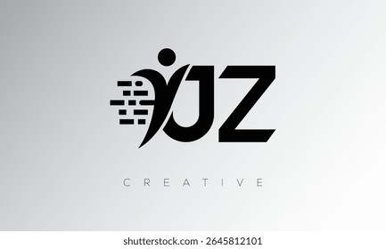 JZ Creative Digital Monogram Logo – Futuristic Letter mark Design Featuring Human Shape, Pixel Motion and Minimal Tech Style for Innovative Branding Identity