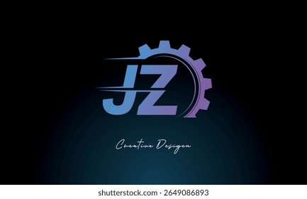 JZ Gear Fusion Logo – Industrial Tech-Inspired Letter mark Futuristic Industrial Letter Mark Design for Technology and Engineering Brands.