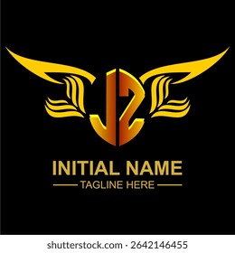 JZ Golden Wing Emblem Logo with elegant gold wings, sleek and modern design. Ideal for branding, creative projects, luxury businesses, or artistic ventures.