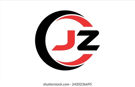 Letra inicial de JZ icono de círculo creativo swoosh logotipo de diseño vector. monograma, membrete, círculo, caligrafía, símbolo, emblema, elegante, abstracto, marca de palabras, signo, arte, tipografía, icono, mínimo, premium