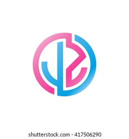 JZ initial letters looping linked circle logo blue pink