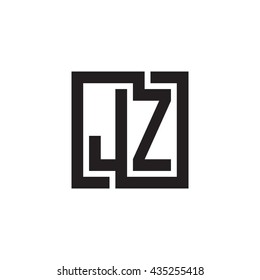 JZ initial letters looping linked square monogram logo