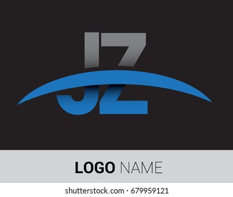 JZ initial logo company name colored grey and blue swoosh design.