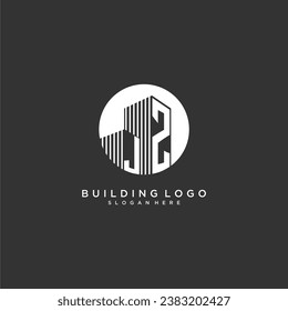 Logotipo inicial de construcción de monograma JZ para inmobiliaria con diseño de círculo creativo