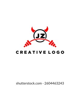 JZ initial monogram for fitnes or gym logo with devil style design