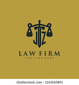 JZ initial monogram for lawfirm logo with sword and scale