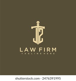 JZ initial monogram for lawfirm logo with sword style image
