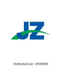 JZ initial overlapping swoosh letter logo blue green