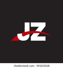 JZ initial overlapping swoosh letter logo white red black background