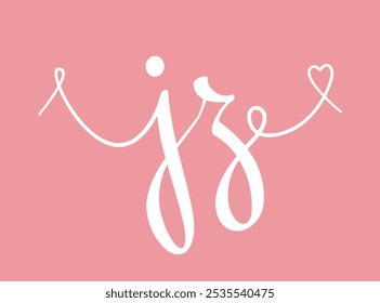 JZ initial wedding monogram calligraphy vector illustration. Hand drawn lettering j and z love logo design for valentines day poster, greeting card, photo album, banner print or tattoo.