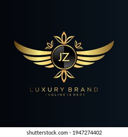 JZ Letter Initial with Royal Template.elegant with crown logo vector, Creative Lettering Logo Vector Illustration.