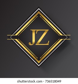 JZ Letter logo in a square shape gold and silver colored geometric ornaments.