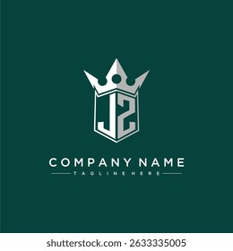 Letra JZ monograma logotipo inicial para design de escudo e coroa