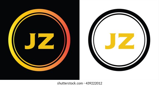 JZ letters icon design template elements in abstract background logo, design identity in circle, alphabet letter