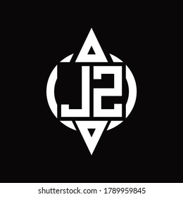 JZ Logo with circle rounded combine triangle top and bottom side design template