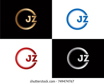 JZ Logo. Letter Design Vector with Red and Black Gold Silver Colors