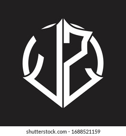 JZ Logo monogram with emblem and circle rounded design template