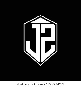 jz logo monogram with emblem shape combination tringle on top design template