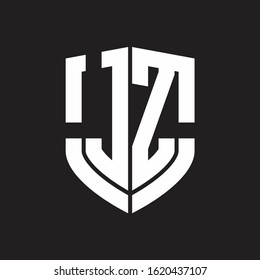 JZ Logo monogram with emblem shield shape design isolated on black background