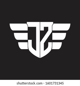 JZ Logo monogram with emblem and wings element design template