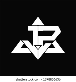 JZ Logo monogram isolated with triangle shape design template on black background
