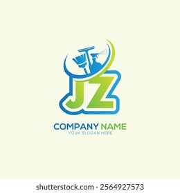 JZ or ZJ Letter Local Cleaning vector logo. Cleaning service logo vector