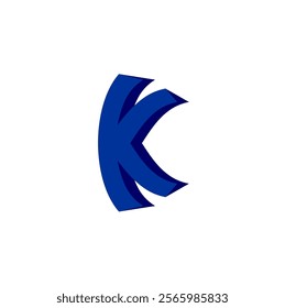 K 3D logo ilustration simpel icon